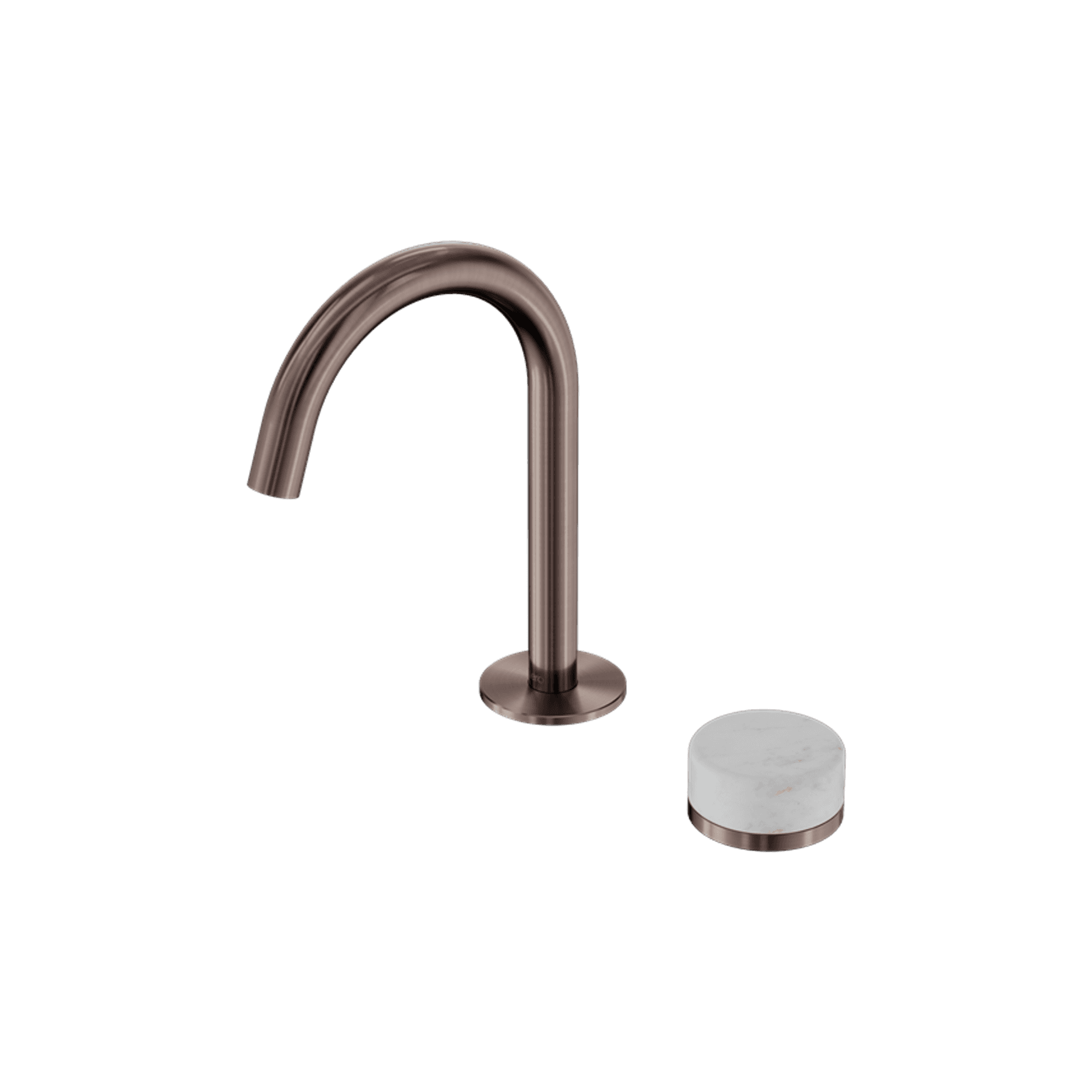 Serenity Basin Mixer Arc Spout Carrara Handle Brushed Bronze