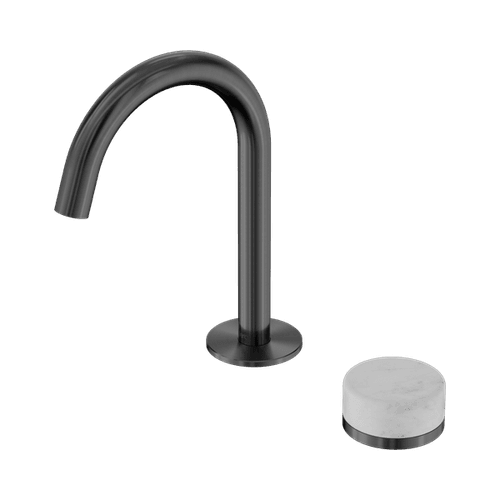 Serenity Basin Mixer Arc Spout Carrara Handle Gun Metal