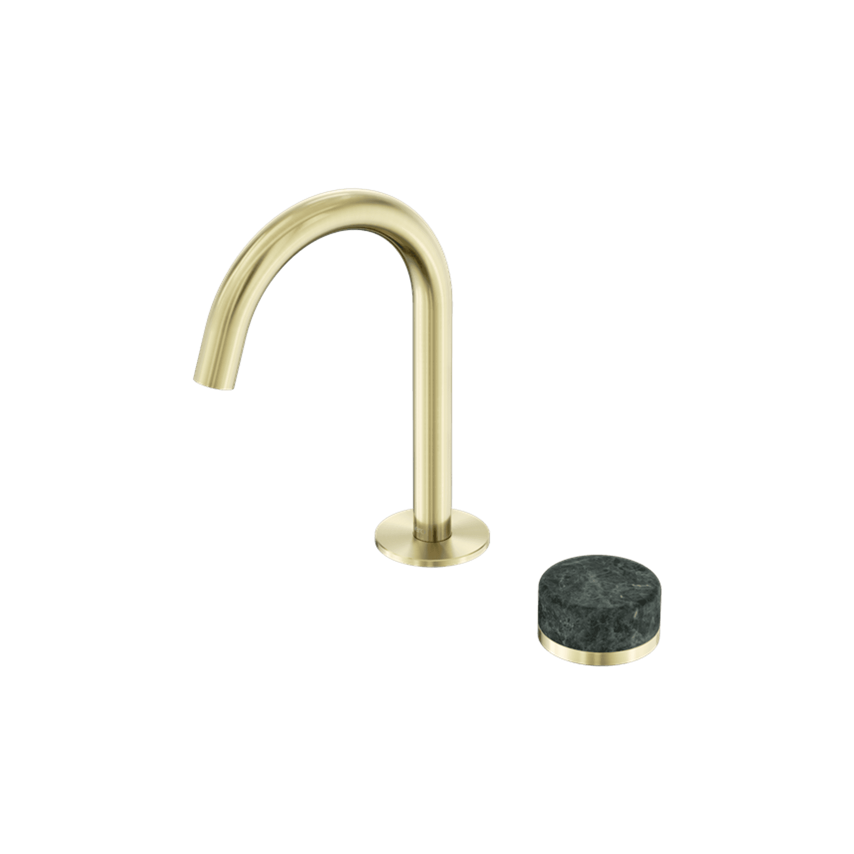 Serenity Basin Mixer Arc Spout Verde Alpi Handle Brushed Gold