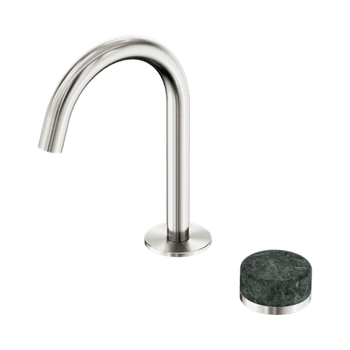 Serenity Basin Mixer Arc Spout Verde Alpi Handle Brushed Nickel