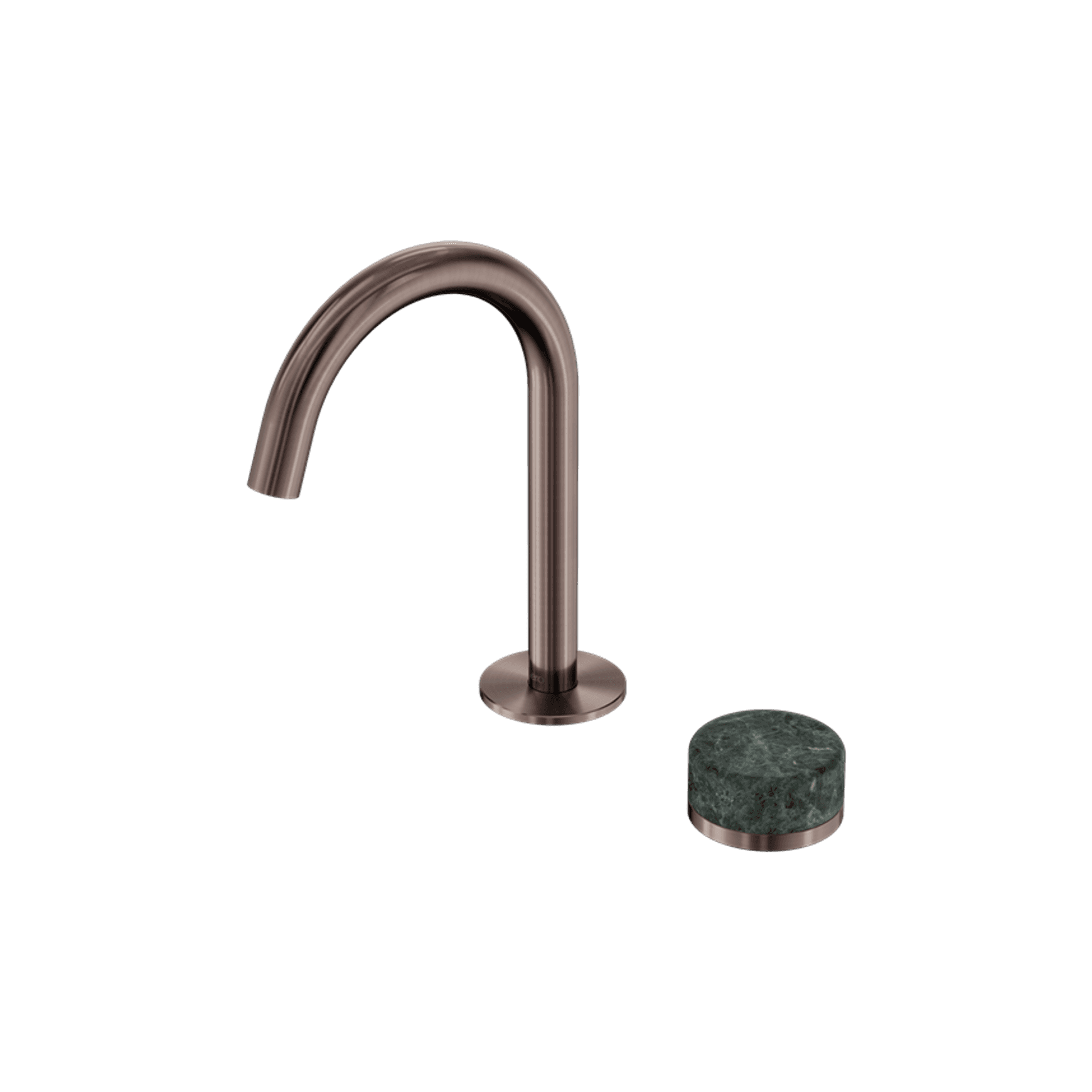 Serenity Basin Mixer Arc Spout Verde Alpi Handle Brushed Bronze