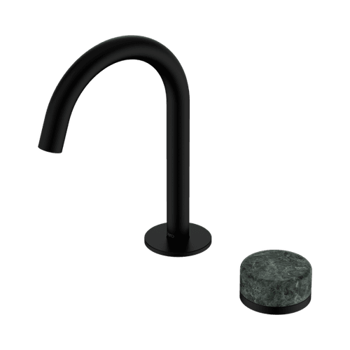 Serenity Basin Mixer Arc Spout Verde Alpi Handle Matte Black