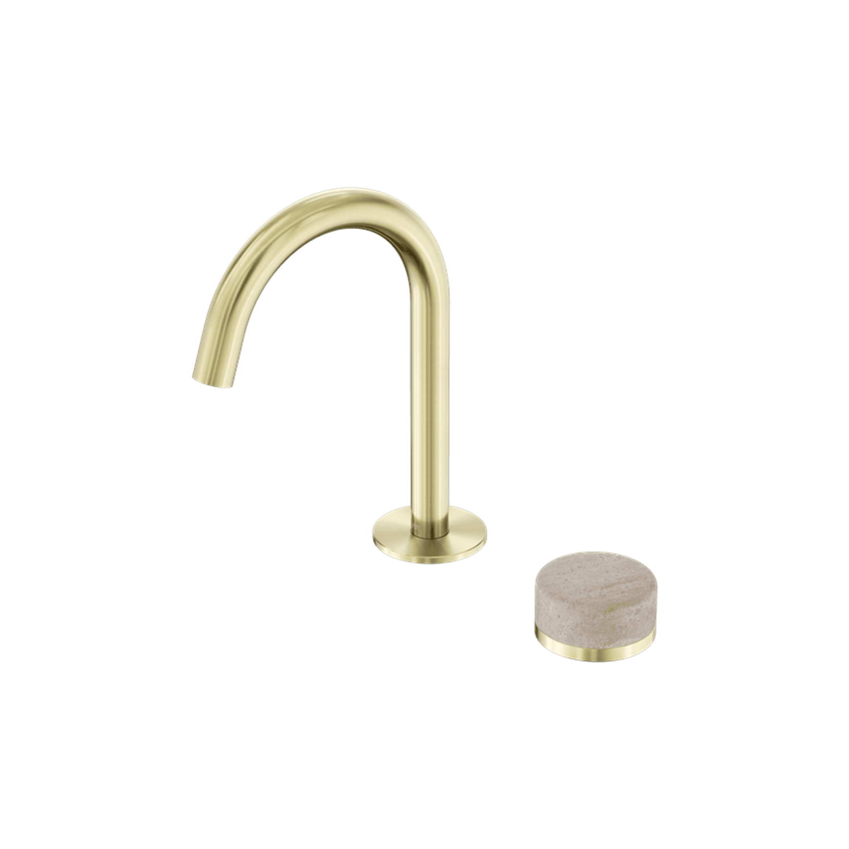 Serenity Basin Mixer Arc Spout Rome Travertine Handle Brushed Gold