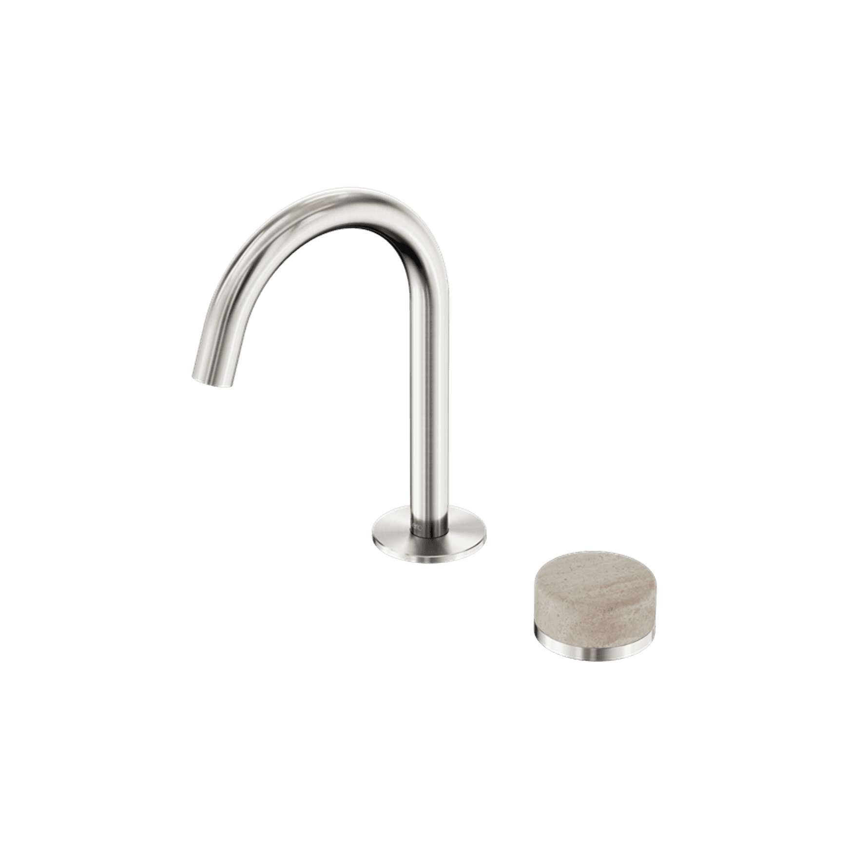 Serenity Basin Mixer Arc Spout Rome Travertine Handle Brushed Nickel