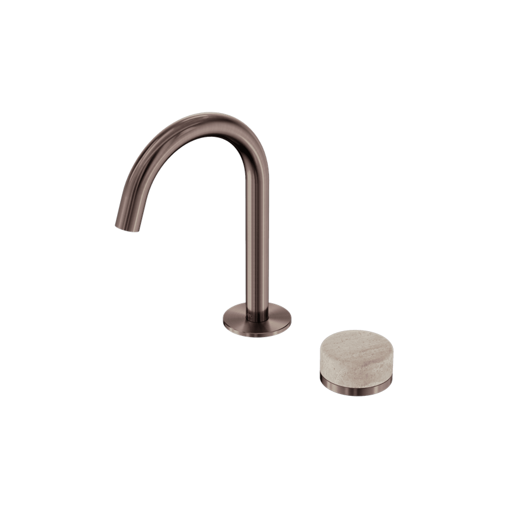 Serenity Basin Mixer Arc Spout Rome Travertine Handle Brushed Bronze