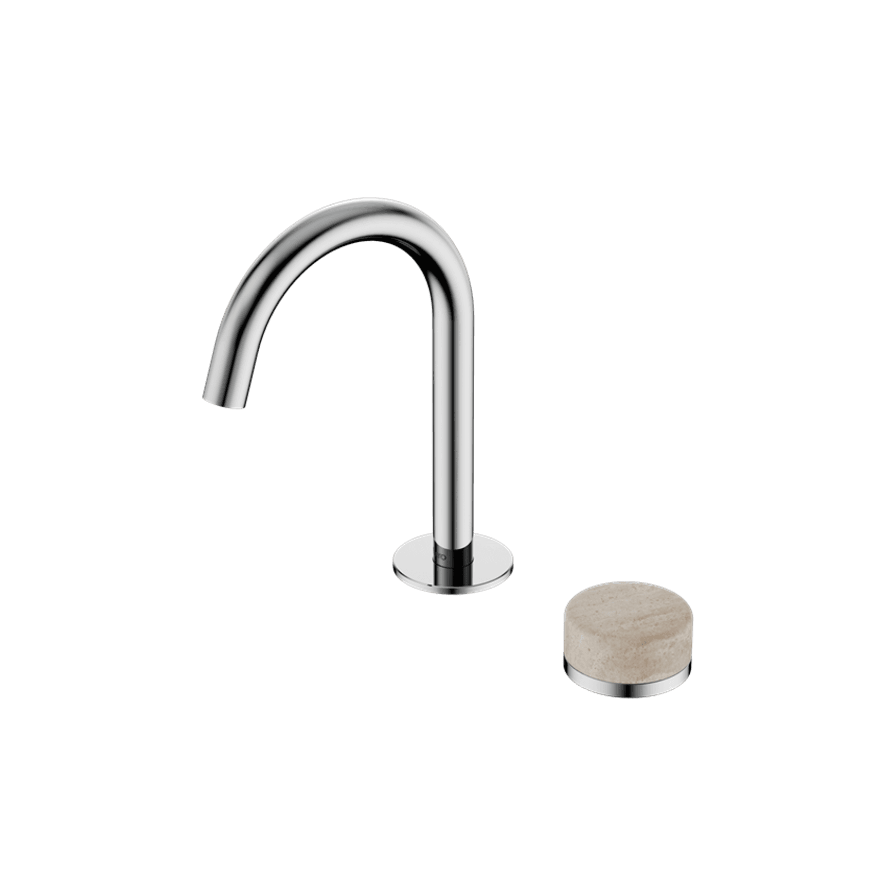 Serenity Basin Mixer Arc Spout Rome Travertine Handle Chrome