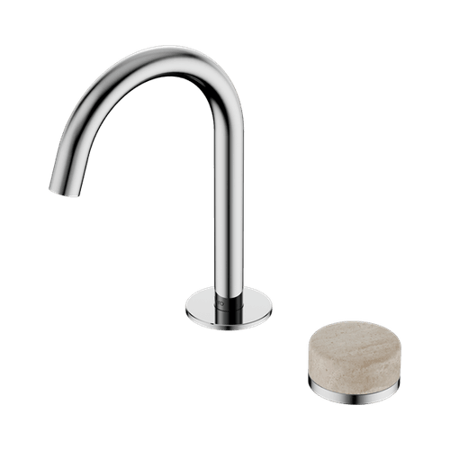 Serenity Basin Mixer Arc Spout Rome Travertine Handle Chrome