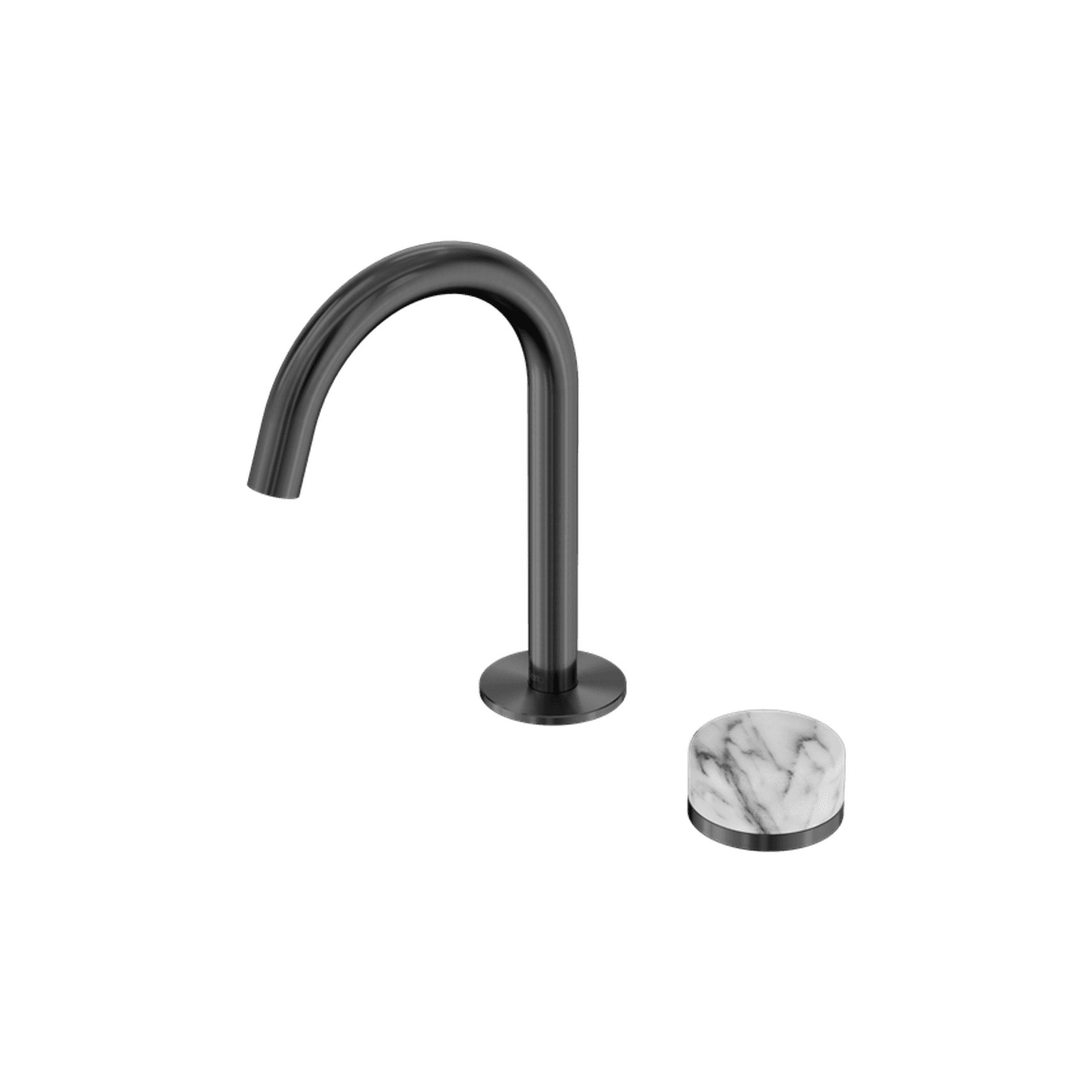 Serenity Basin Mixer Arc Spout Arabescato Corchia Handle Gun Metal