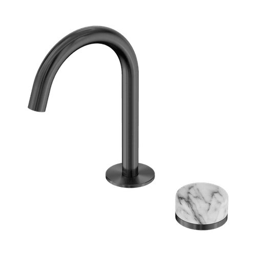 Serenity Basin Mixer Arc Spout Arabescato Corchia Handle Gun Metal
