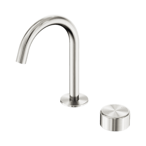 Serenity Basin Mixer Arc Spout Metal Handle Brushed Nickel