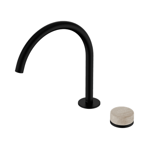 Serenity Bath/Kitchen Mixer Arc Spout Rome Travertine Handle Matte Black