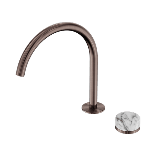 Serenity Bath/Kitchen Mixer Arc Spout Arabescato Corchia Handle Brushed Bronze