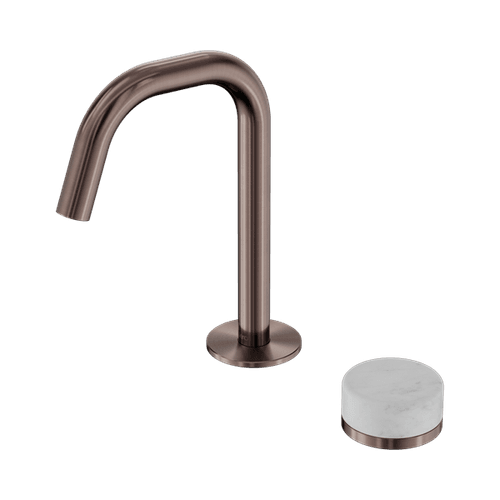 Serenity Basin Mixer Edge Spout Carrara Handle Brushed Bronze