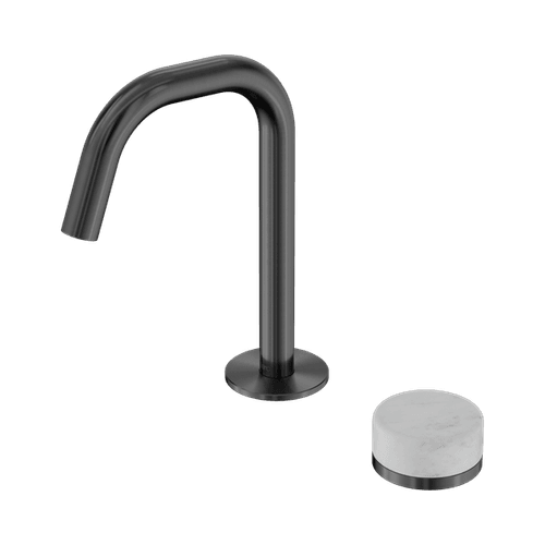 Serenity Basin Mixer Edge Spout Carrara Handle Gun Metal