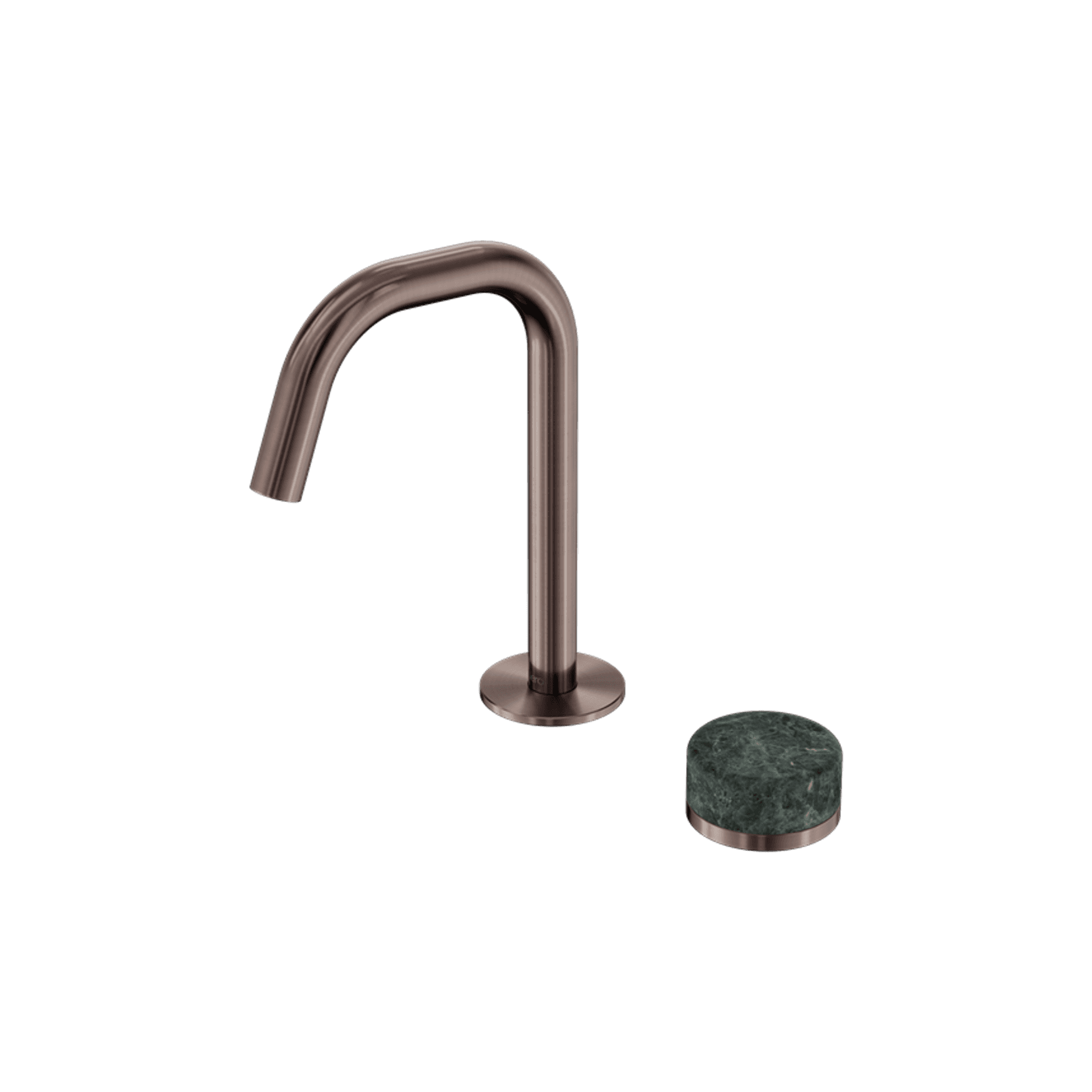 Serenity Basin Mixer Edge Spout Verde Alpi Handle Brushed Bronze