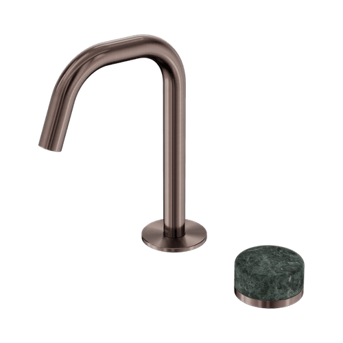Serenity Basin Mixer Edge Spout Verde Alpi Handle Brushed Bronze