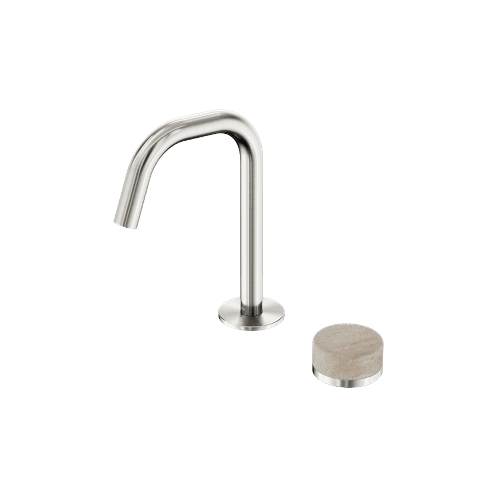 Serenity Basin Mixer Edge Spout Rome Travertine Handle Brushed Nickel