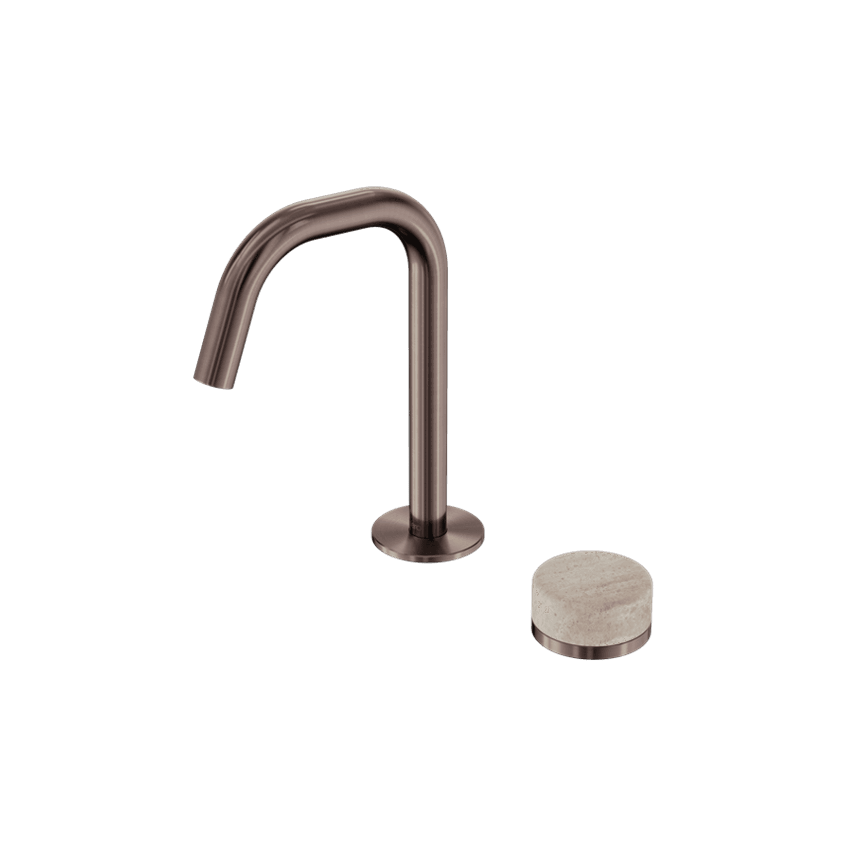 Serenity Basin Mixer Edge Spout Rome Travertine Handle Brushed Bronze