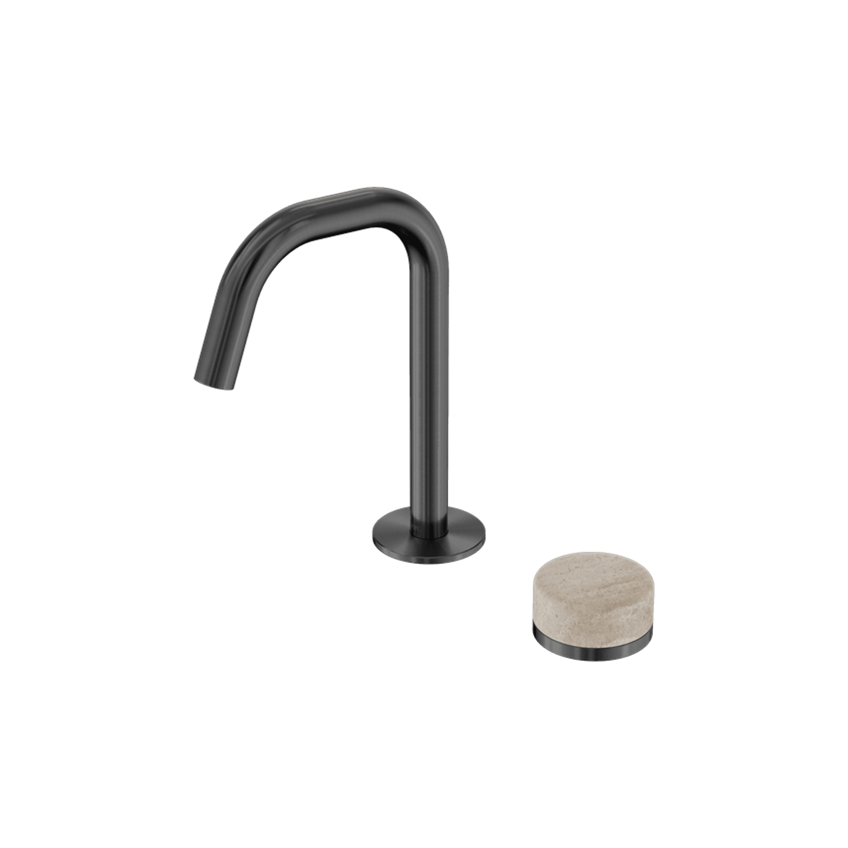 Serenity Basin Mixer Edge Spout Rome Travertine Handle Gun Metal
