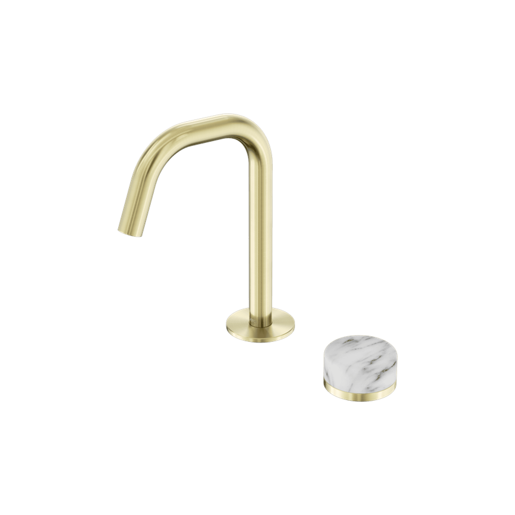 Serenity Basin Mixer Edge Spout Arabescato Corchia Handle Brushed Gold