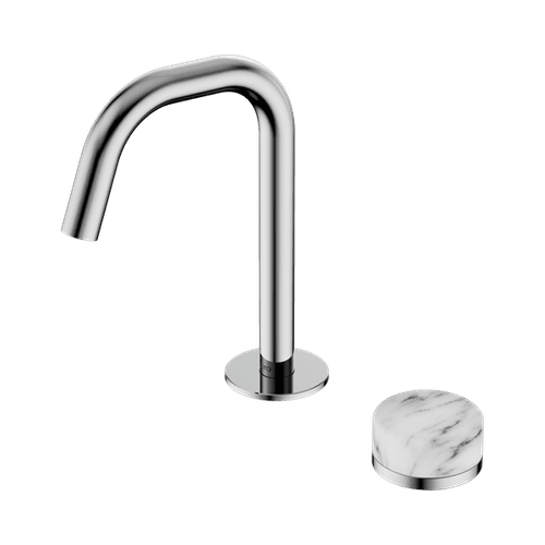 Serenity Basin Mixer Edge Spout Arabescato Corchia Handle Chrome
