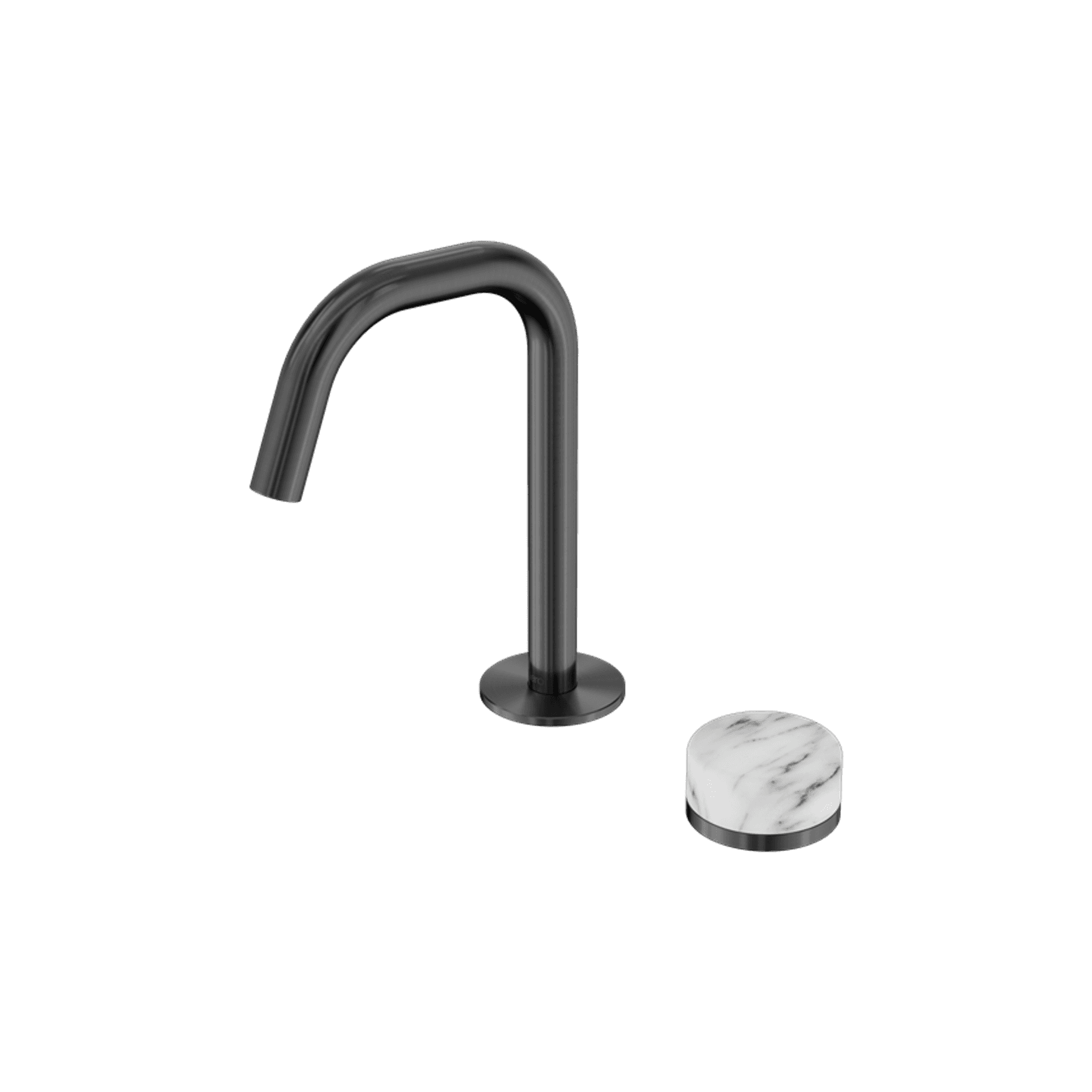 Serenity Basin Mixer Edge Spout Arabescato Corchia Handle Gun Metal