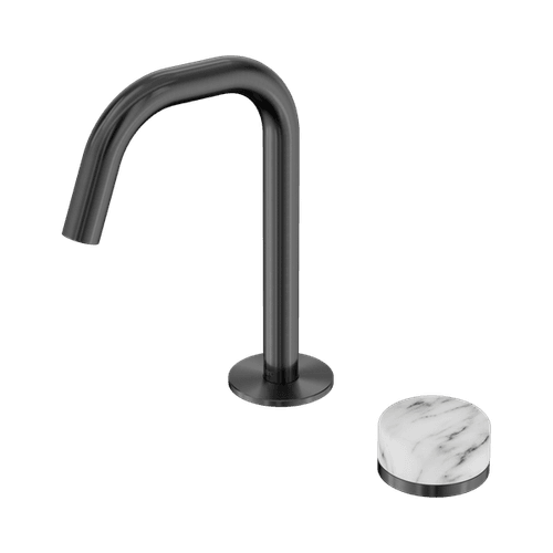 Serenity Basin Mixer Edge Spout Arabescato Corchia Handle Gun Metal