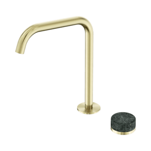 Serenity Bath/Kitchen Mixer Edge Spout Verde Alpi Handle Brushed Gold