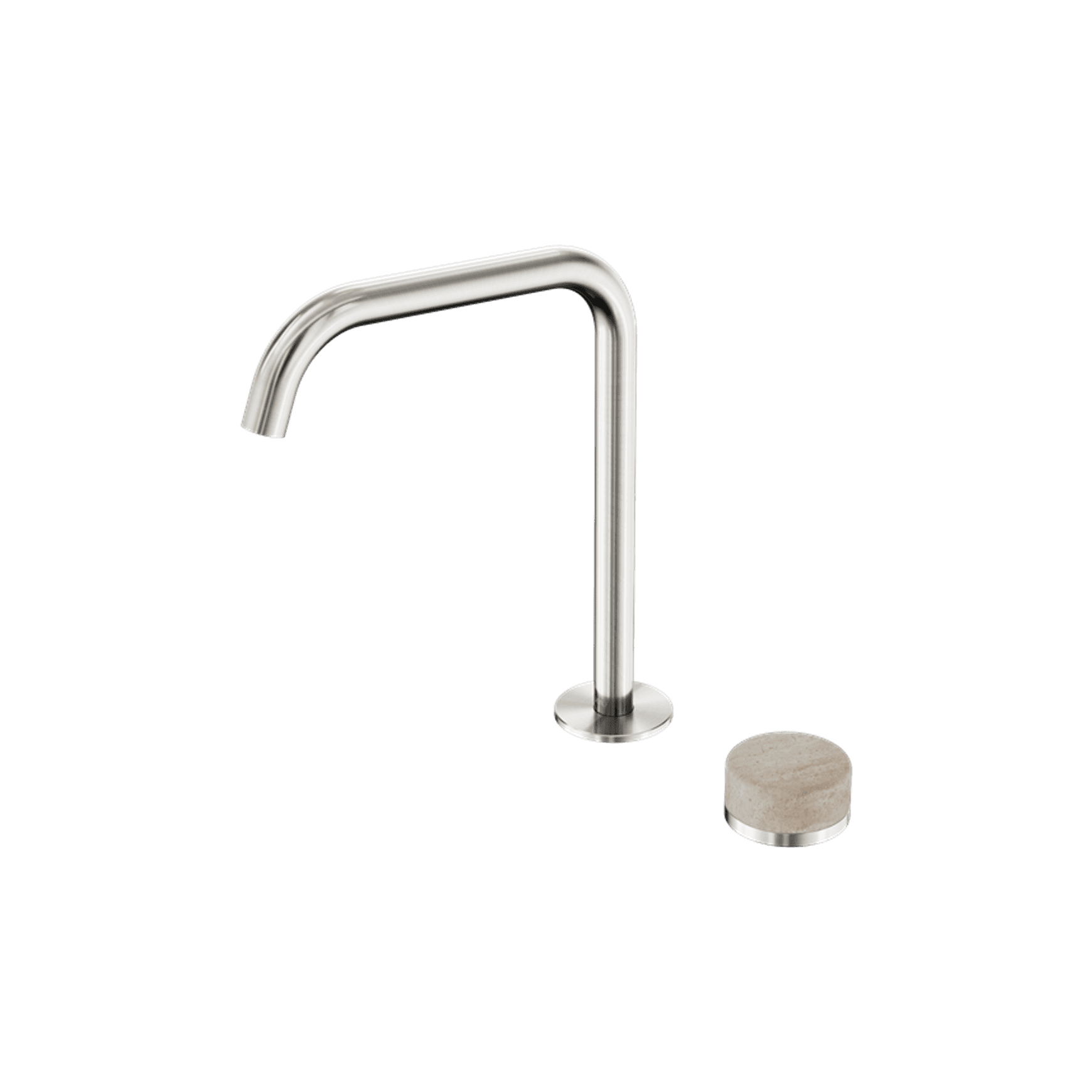 Serenity Bath/Kitchen Mixer Edge Spout Rome Travertine Handle Brushed Nickel
