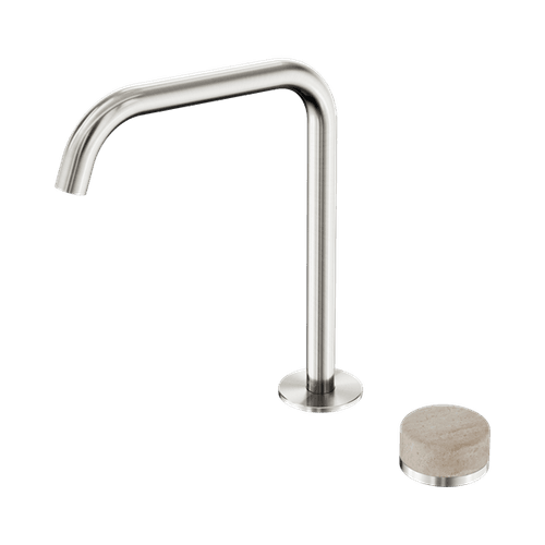 Serenity Bath/Kitchen Mixer Edge Spout Rome Travertine Handle Brushed Nickel