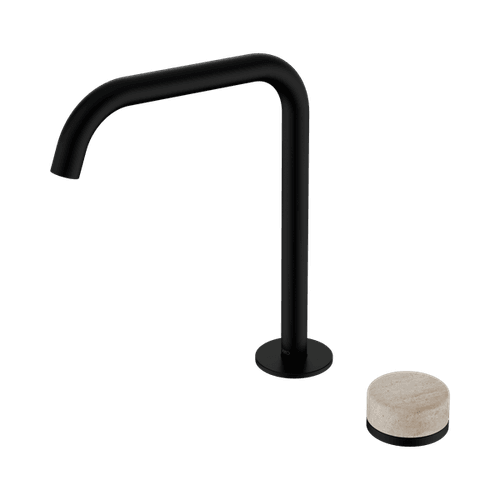 Serenity Bath/Kitchen Mixer Edge Spout Rome Travertine Handle Matte Black