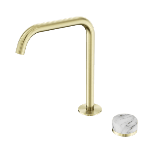 Serenity Bath/Kitchen Mixer Edge Spout Arabescato Corchia Handle Brushed Gold