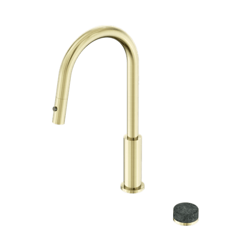 Serenity pull out kitchen Set Verde Alpi Handle Brushed Gold
