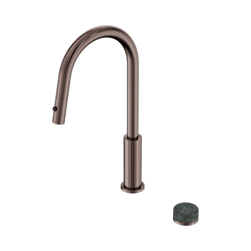 Serenity pull out kitchen Set Verde Alpi Handle Brushed Bronze