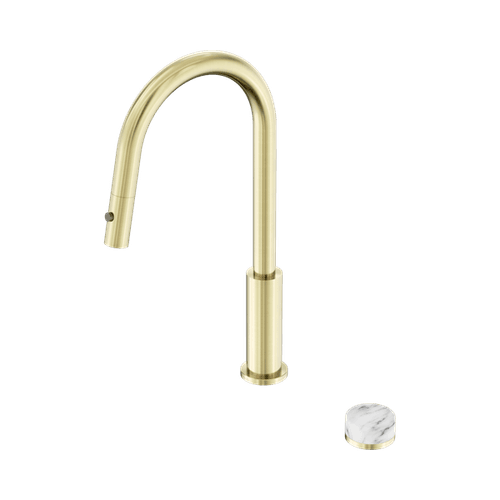 Serenity pull out kitchen Set Arabescato Corchia Handle Brushed Gold