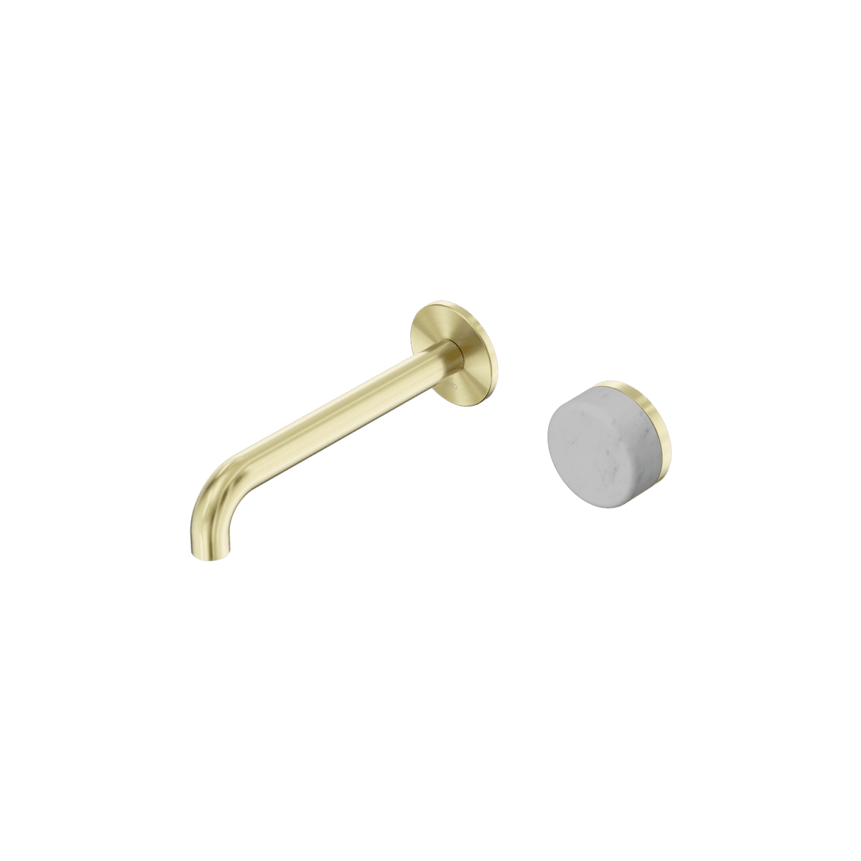 Serenity Wall Basin Mixer 185mm Spout Carrara Handle Brushed Gold