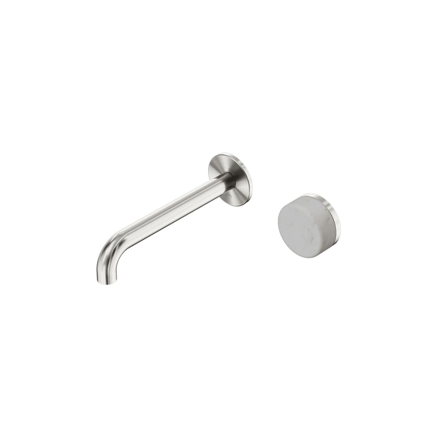 Serenity Wall Basin Mixer 185mm Spout Carrara Handle Brushed Nickel