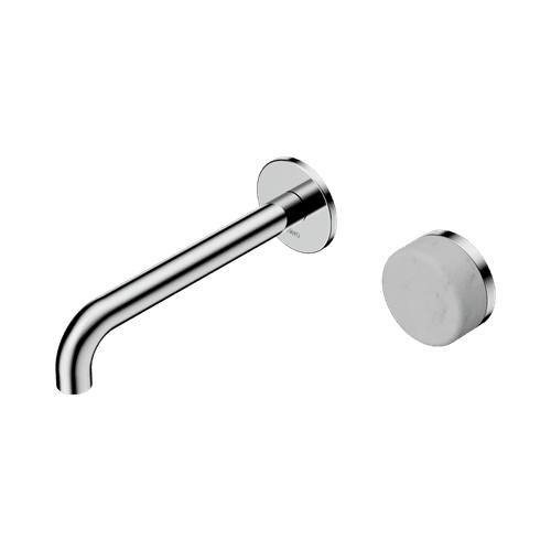 Serenity Wall Basin Mixer 220mm Spout Carrara Handle Chrome