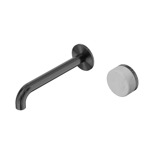 Serenity Wall Basin Mixer 160mm Spout Carrara Handle Gun Metal