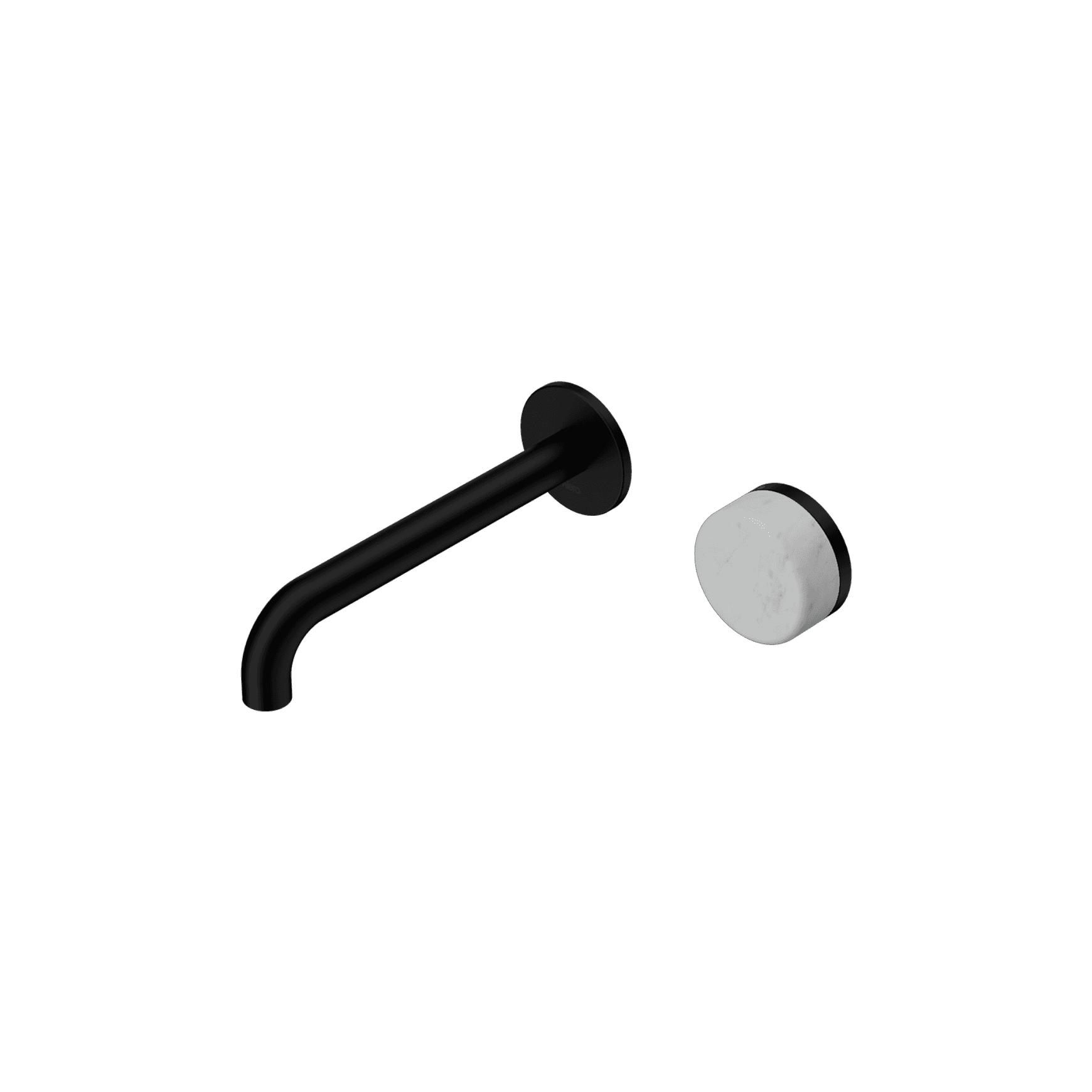 Serenity Wall Basin Mixer 185mm Spout Carrara Handle Matte Black