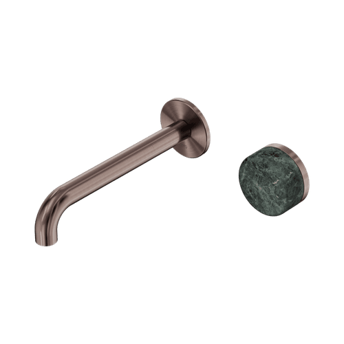 Serenity Wall Basin Mixer 220mm Spout Verde Alpi Handle Brushed Bronze
