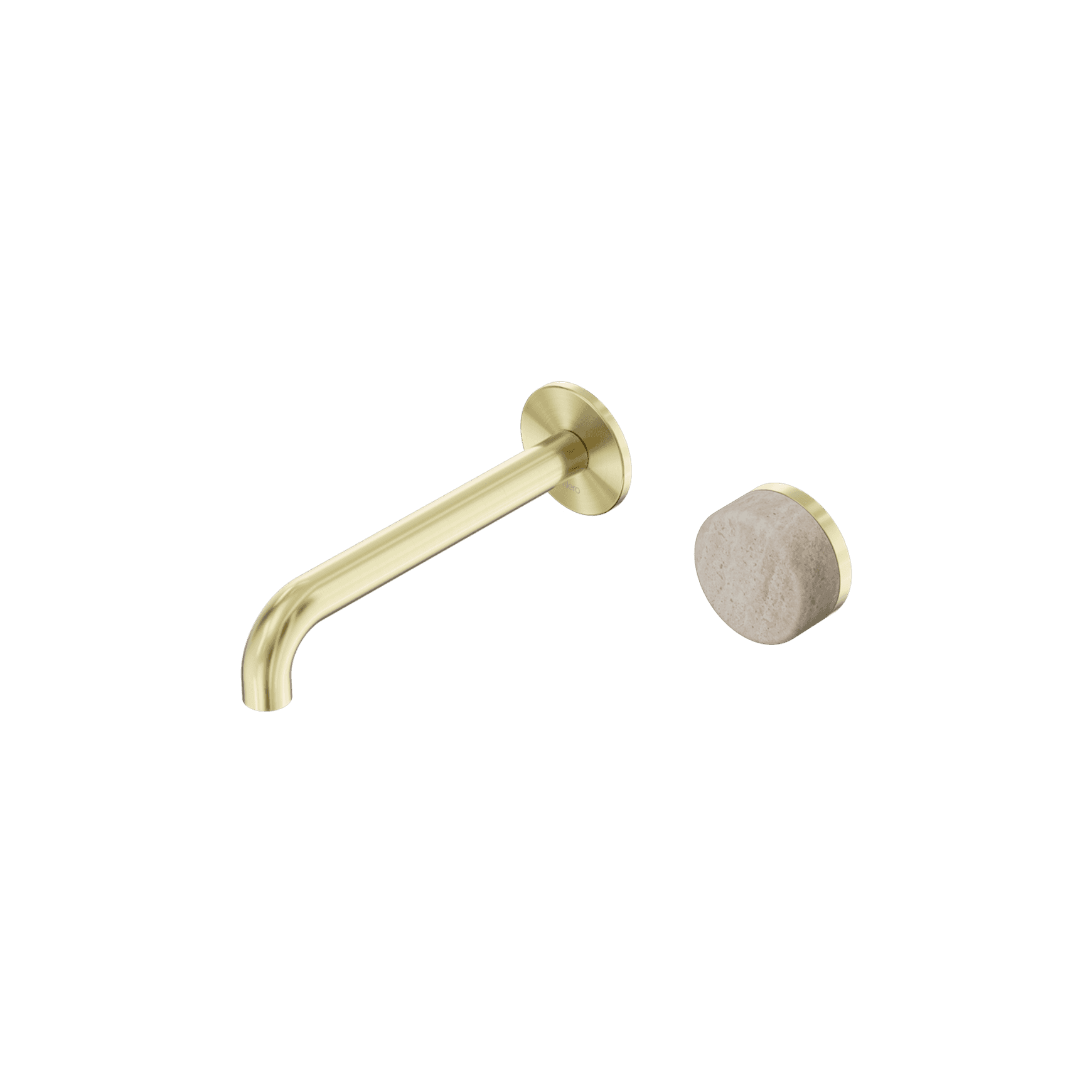 Serenity Wall Basin Mixer 185mm Spout Rome Travertine Handle Brushed Gold