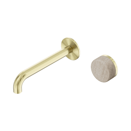 Serenity Wall Basin Mixer 160mm Spout Rome Travertine Handle Brushed Gold