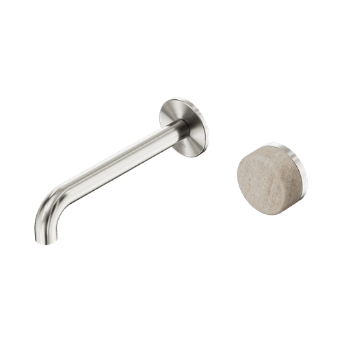 Serenity Wall Basin Mixer 160mm Spout Rome Travertine Handle Brushed Nickel