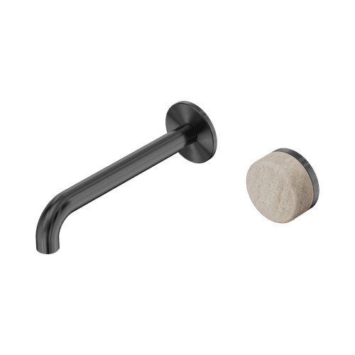 Serenity Wall Basin Mixer 220mm Spout Rome Travertine Handle Gun Metal