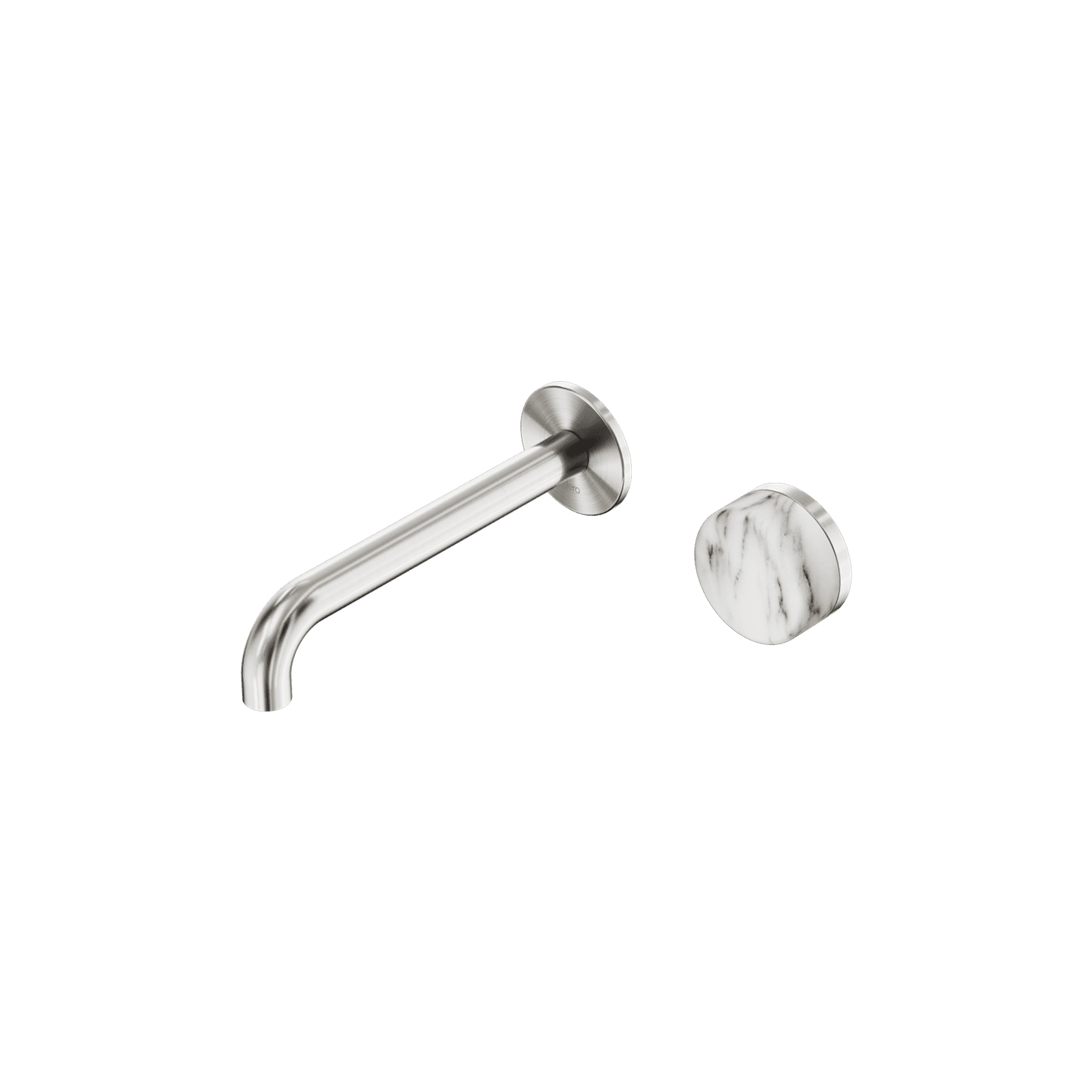 Serenity Wall Basin Mixer 160mm Spout Arabescato Corchia Handle Brushed Nickel