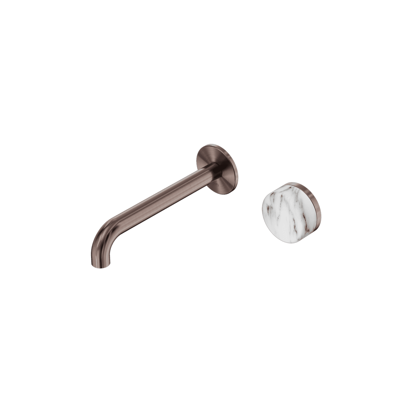 Serenity Wall Basin Mixer 220mm Spout Arabescato Corchia Handle Brushed Bronze