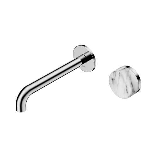 Serenity Wall Basin Mixer 220mm Spout Arabescato Corchia Handle Chrome