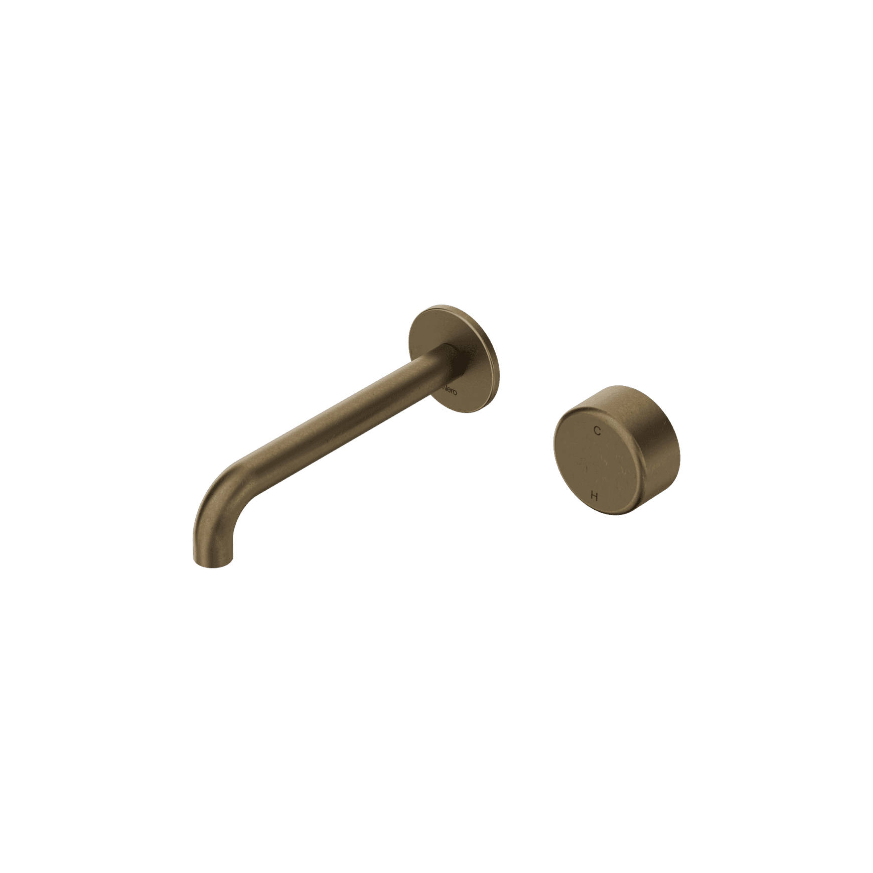 Serenity Progressive Wall Basin Mixer 185mm Spout With Metal Handle Tumbled Antique Brass