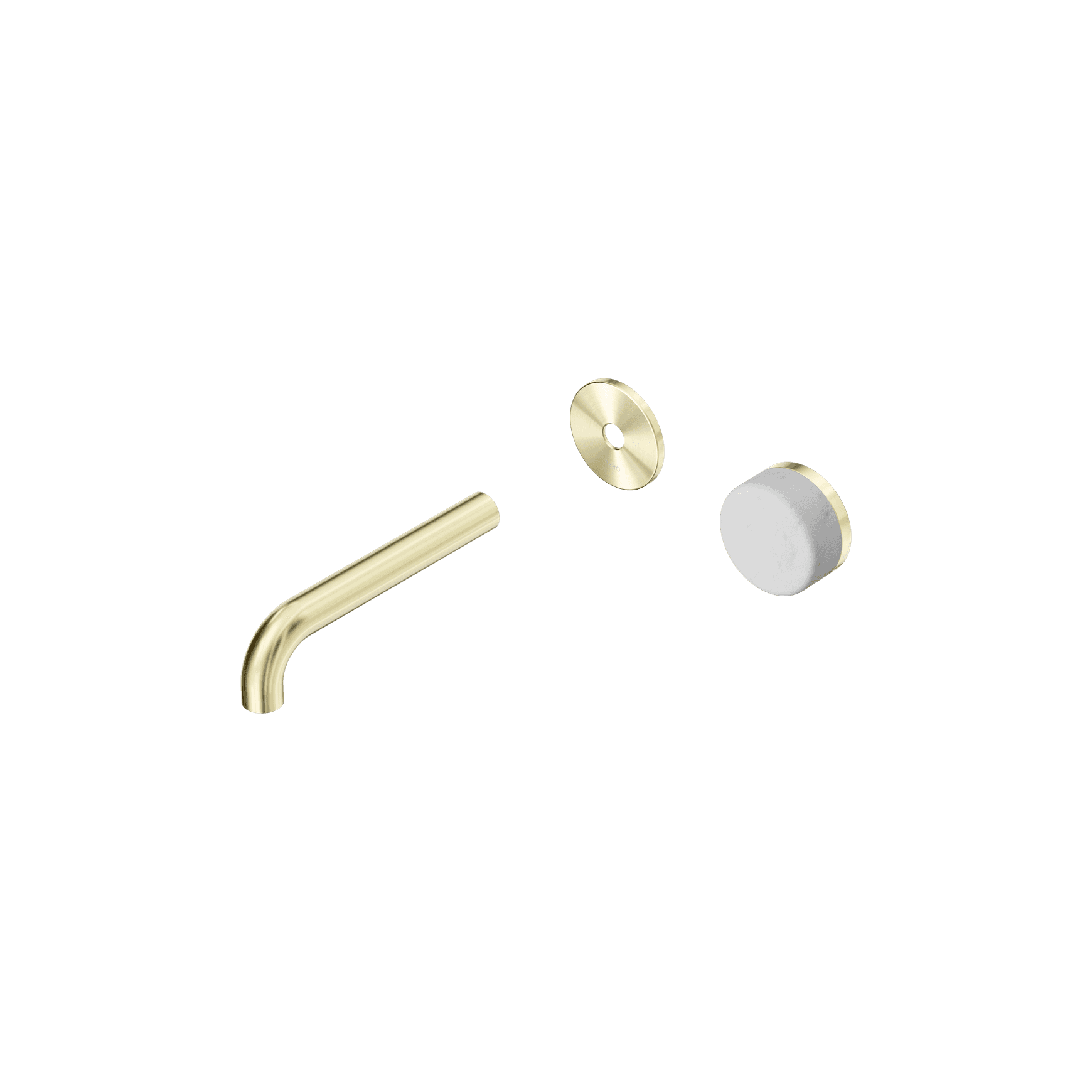Serenity Wall Basin Mixer 160mm Spout Carrara Handle Brushed Gold
